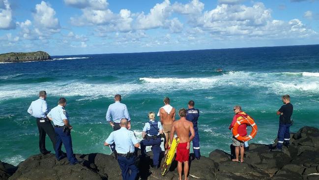 The search for a missing swimmer Fingal Head.