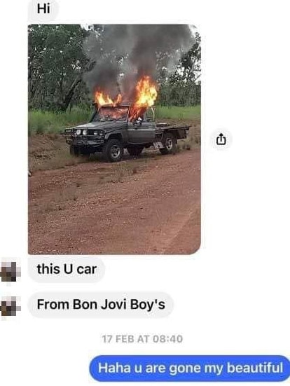 A man alleged a 'Jovi Boy' bragged about stealing his ute and setting it alight.