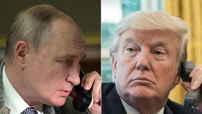 Vladimir Putin and Donald Trump spoke by phone for at least an hour and a half. Picture: AFP