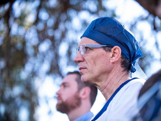 Photo of Dr Michael Solomon at the rally in support of saving Cardiac Surgery and hospital services of the Sydney Children's Hospital. On 21/07/2019. At High Cross Park Randwick.(Daily Telegraph-Flavio Brancaleone)