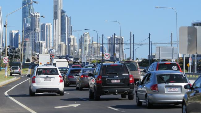 Traffic almost at a standstill on the Gold Coast Hwy at Southport. Photo: Kristy Muir