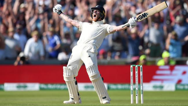 Ben Stokes celebrates hitting the winning runs at Headingley in 2019