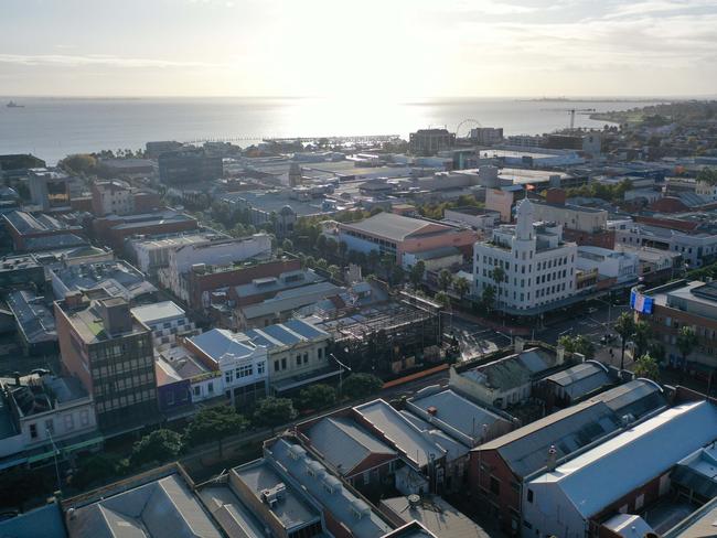 Little Ryrie Street aerial looking across the CBD towards Eastern Gardens. Picture: Alan Barber