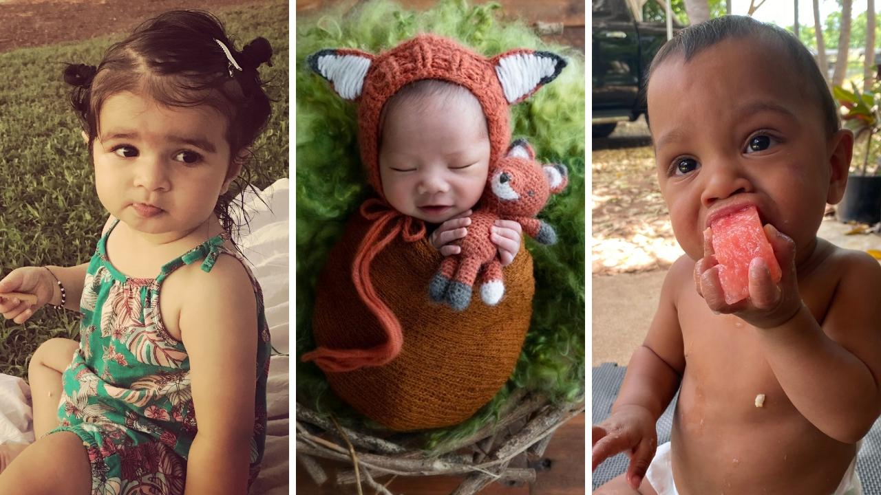 From left, Coconut Grove’s Inaya Kang, Darwin bub Archie Thaddeus Dinardo, and Waylon Walker, of Pine Creek, are all Grand Finalists in our Territory’s Cutest Bub comp for 2021.