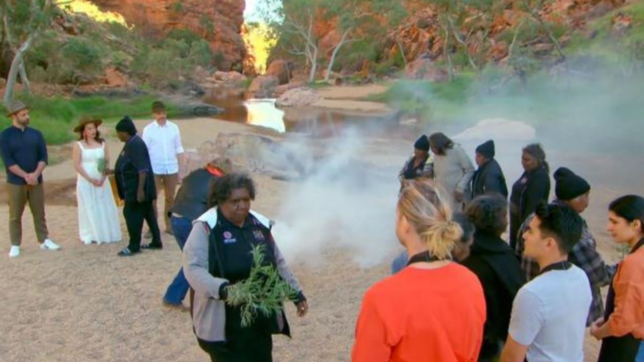 While in the Northern Territory, the contestants were blessed with a traditional smoking ritual. Picture: Channel 10