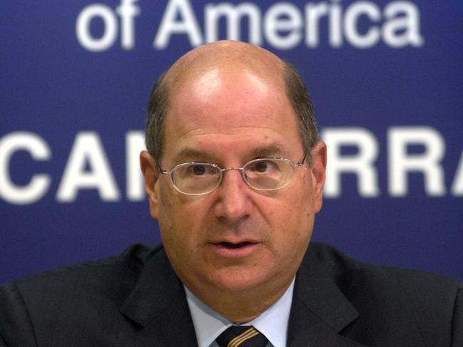 Former US Navy Secretary Donald Winter speaks during a press conference in Canberra, in 2007. Picture: AAP Image/Alan Porritt