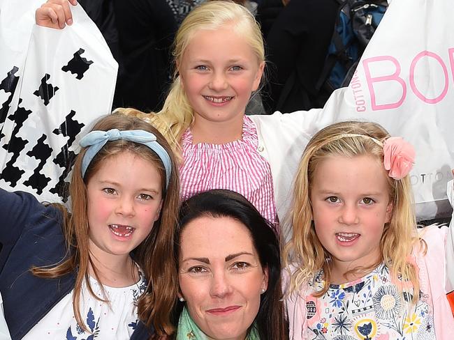 People busy shopping in Burke Street Mall. Nadine Stanton with her children (L-R) Ruby (6), Matilda (9) and Maggie (6) from Cadello. Picture: Josie Hayden