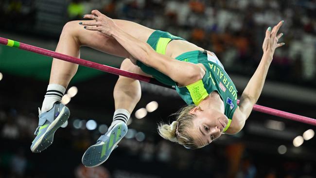 Eleanor Patterson competes in the women's high jump final. Picture: AFP