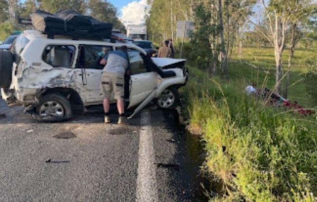 Two men have been flown to hospital following a serious crash along the Bruce Highway at Gunalda.