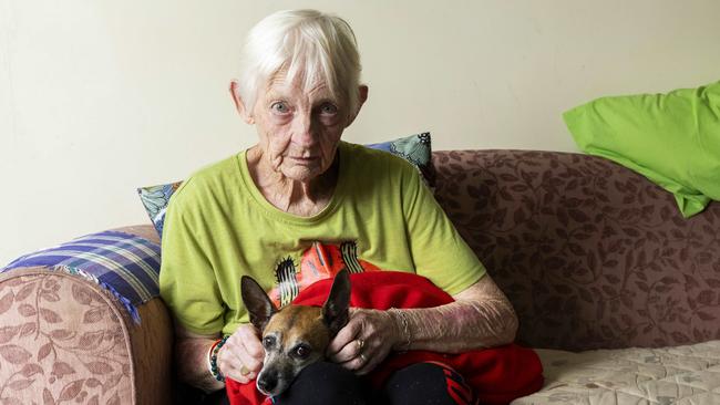 Teresa Kochanowski with Lily after a dog attack in Carindale. Picture: Richard Walker