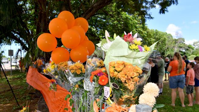 A memorial rally for Jennifer Board near the accident site on Ross River Road, close to Weir State School. Picture: Evan Morgan