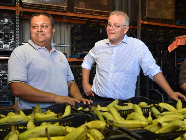 Simsha owner Shardia Singh with Prime Minister Morrison in Townsville. Picture: Evan Morgan