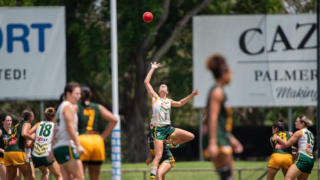 Jasmyn Hewett in the PINT vs St Mary's 2023-24 NTFL women's major semifinal. Picture: Pema Tamang Pakhrin