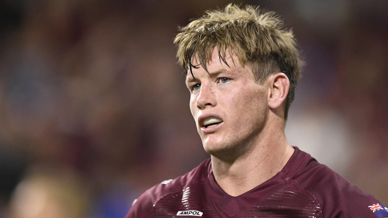 TOWNSVILLE, AUSTRALIA - JUNE 09: Harry Grant of the Maroons looks on during game one of the 2021 State of Origin series between the New South Wales Blues and the Queensland Maroons at Queensland Country Bank Stadium on June 09, 2021 in Townsville, Australia. (Photo by Ian Hitchcock/Getty Images)