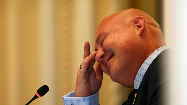 Queensland Speaker Curtis Pitt shares a laugh during parliament in Brisbane earlier this week. Picture: NewsWire/Tertius Pickard