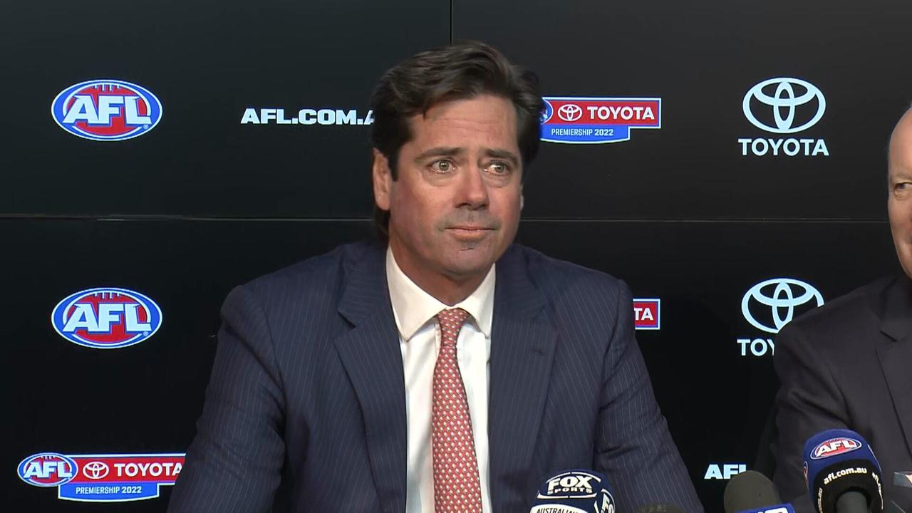 Gillon McLachlan broke down as he announced his departure from the AFL at the end of the season.