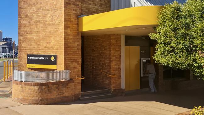 Kingaroy Commonwealth Bank ATM was the site of a freightening incident where a man did more than $11,000 in damage using an axe. Photo: Dominic Elsome