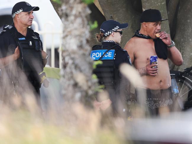 Two homeless camps in Southport facing eviction.  Police visit the homeless camp next to Ada Bell Way.. Picture Glenn Hampson