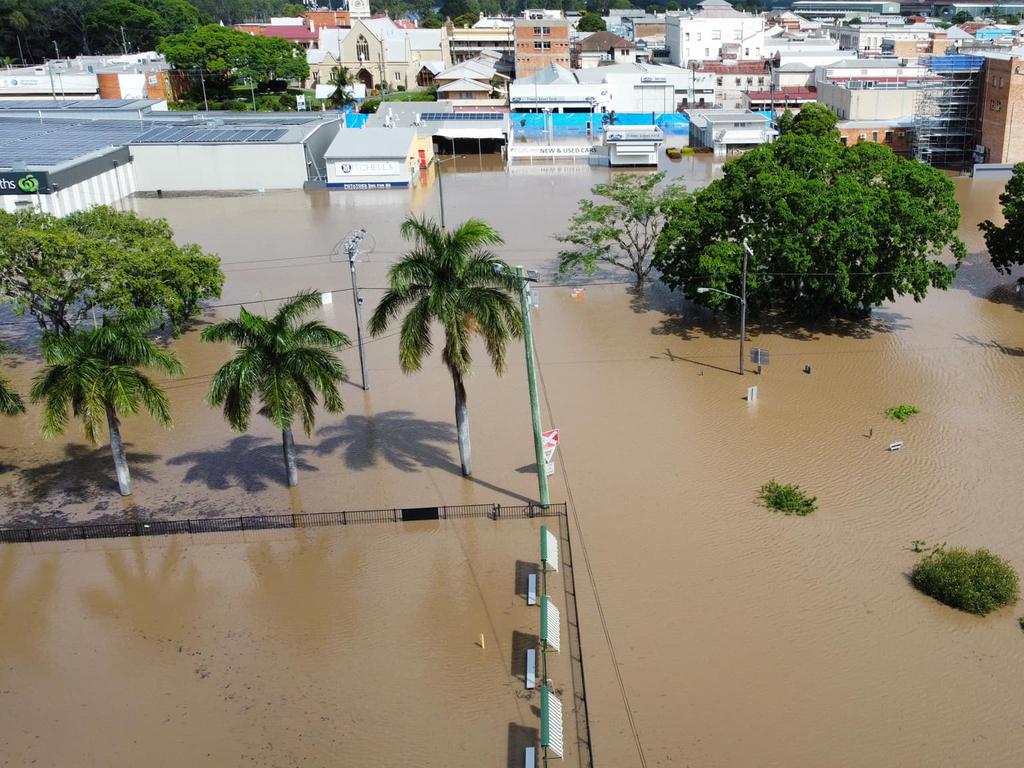 Drone footage captures extend of the Maryborough floods before the river peaked. Picture: Arthur More.