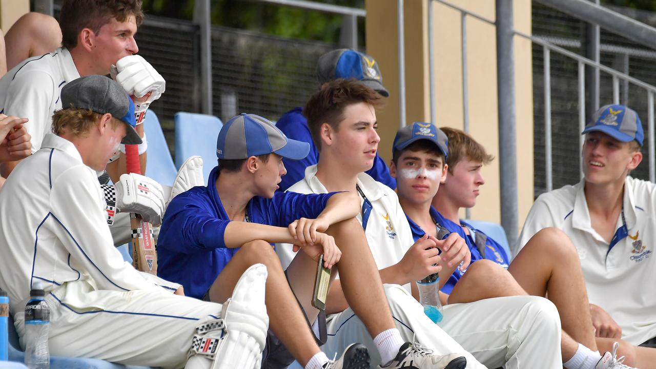 Churchie players watch on. Picture, John Gass