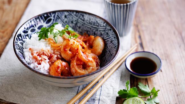 Poh’s Sweet and Sour Prawns with Rice.