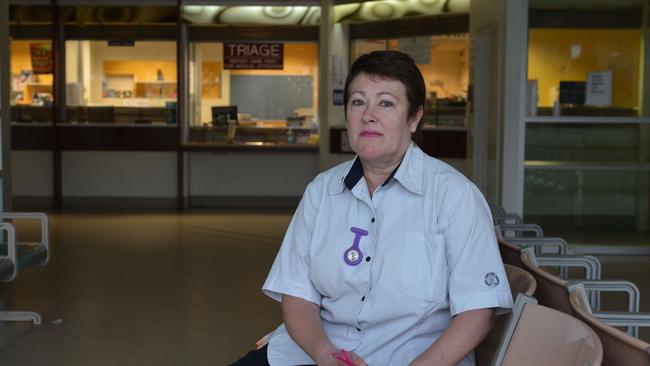 Nurse Jo, who has worked at the old RAH for 18 years, in the darkened emergency department waiting room. Picture: AAP Image/Brenton Edwards