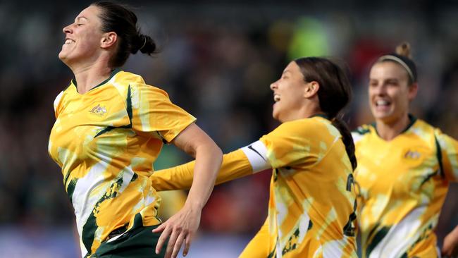 Emily Gielnik of the Matildas celebrates a goal Picture: AAP