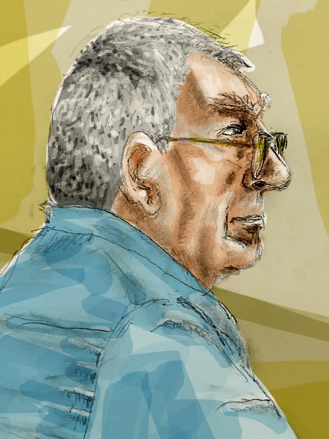 A sketch of Rodney Wayne Williams during his Brisbane Supreme Court trial