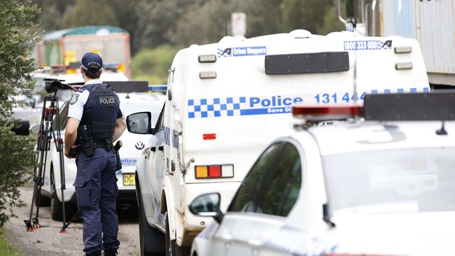 A large police presence on scene. Picture: Damian Shaw