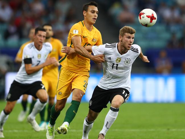 Trent Sainsbury (centre left) hasn’t played since the Confederations Cup. Picture: Getty Images