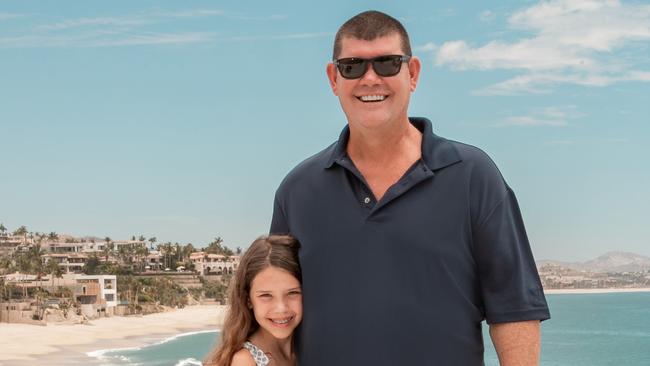 Australian billionaire businessman James Packer with his daughter Emmanuelle at their luxurious mansion in Cabo San Lucas, Mexico. Picture: Ana Badillo/The Australian