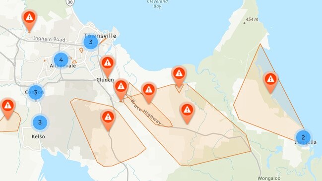 Ergon said 4500 customers were currently without power in Townsville, from a peak of 66,000 across the impact zone of Tropical Cyclone Kirrily.