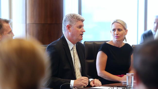 Ministers Stirling Hinchliffe and Kate Jones. PICTURE: AAP IMAGE/CLAUDIA BAXTER