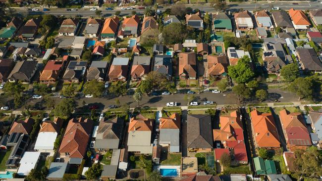 SYDNEY, AUSTRALIA - NewsWire Photos SEPTEMBER 14 2023. Generic housing & real estate house generics. Pic shows aerial view of suburban rooftops in Summer Hill, taken by drone. Picture: NCA NewsWire / Max Mason-Hubers