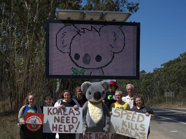 The Sutherland Shire Environment Centre funded two mobile signs to alert motorists that koalas were more likely to be on the move in September and October in search of a mate. Picture Supplied