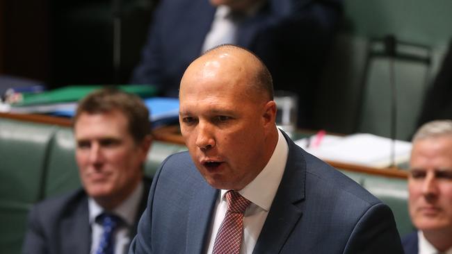 Minister for Home Affairs Peter Dutton in Question Time in the House of Representatives at Parliament House in Canberra. Picture Kym Smith