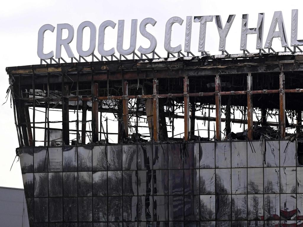 A view shows the burnt-out Crocus City Hall concert venue in Krasnogorsk, outside Moscow. Picture: Natalia Kolesnikova/ AFP