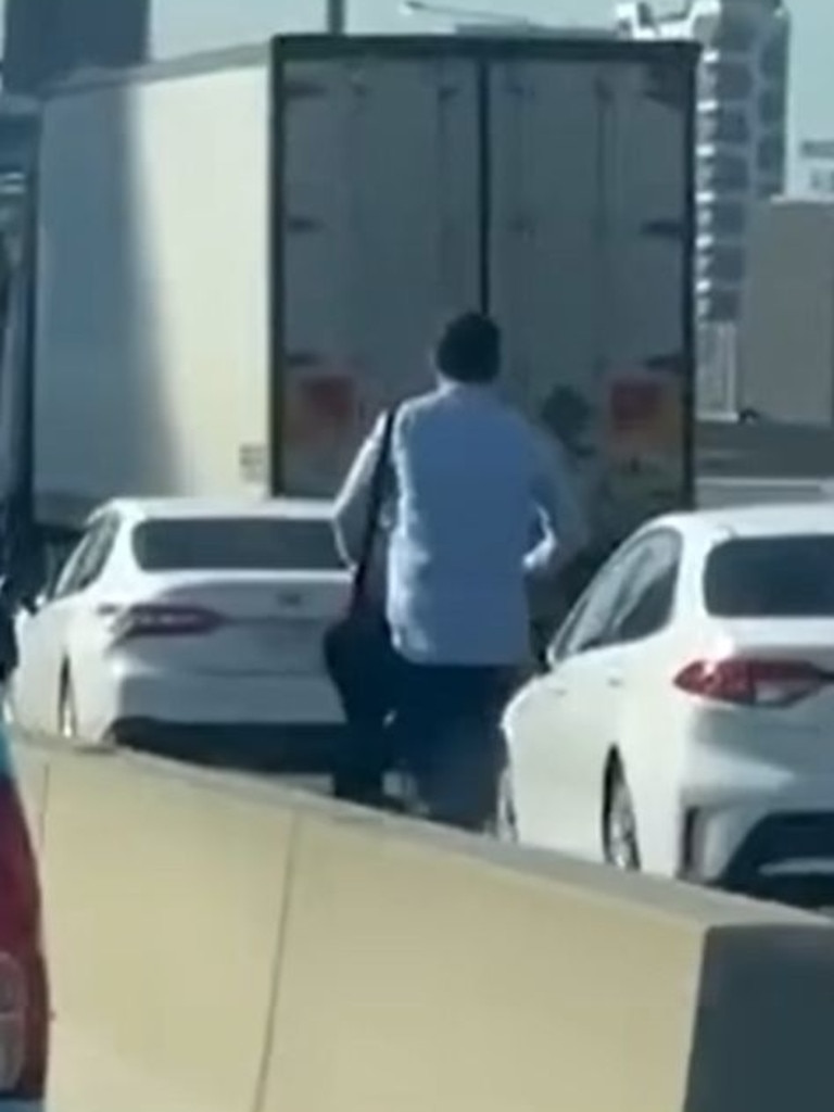 A man has stunned commuters in peak hour traffic. Picture: 7News/Channel 7