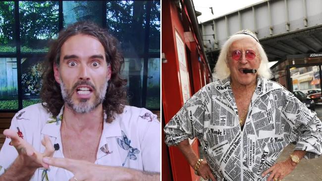 Russell Brand and Jimmy Savile. Picture: The Sun