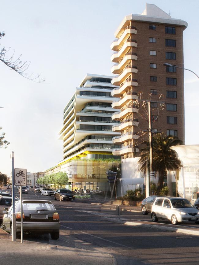 An artist impression of the 12-storey hotel complex planned for Adelphi Tce.