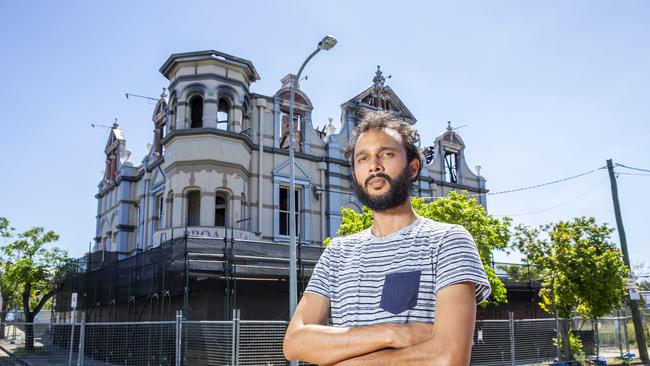 Cr Jonathan Sri outside Broadway Hotel, Woolloongabba. Picture: AAP Image/Richard Walker