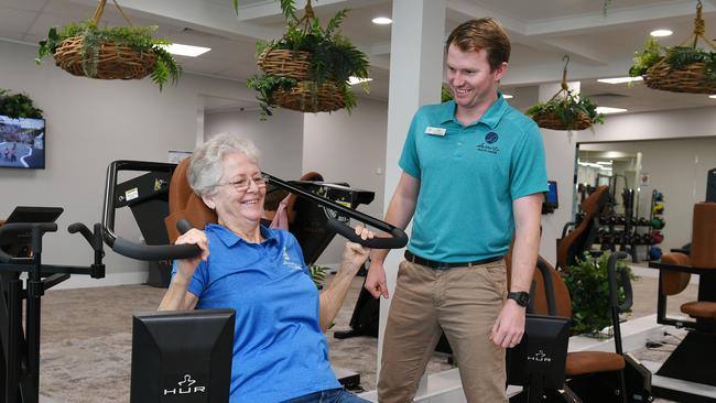 Townsville's Avanti Health Centre, member Charlotte Wilson, 71, with manager Matt Hurley. Picture: Shae Beplate.