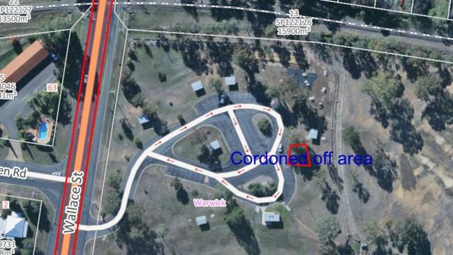 Areas of Australiana Park cordoned off due to asbestos scare. Picture: SDRC