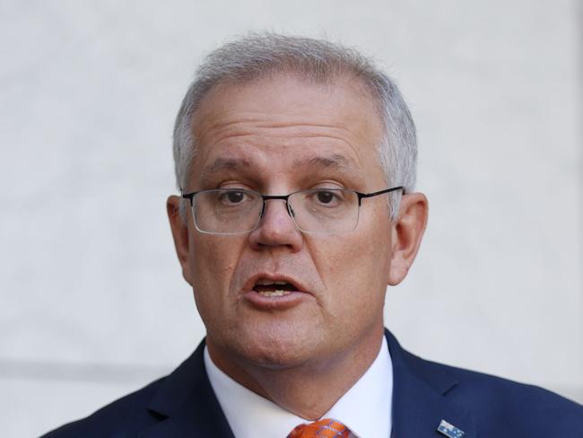 CANBERRA, AUSTRALIA - NewsWire Photos APRIL, 08, 2021:  Prime Minister Scott Morrison during a press conference in Parliament House in Canberra.Picture: NCA NewsWire/Gary Ramage