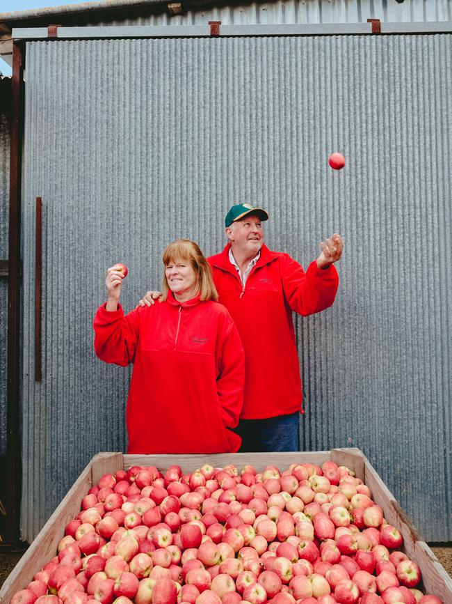 The couple with some of this year’s harvest. Picture: Chloe Smith