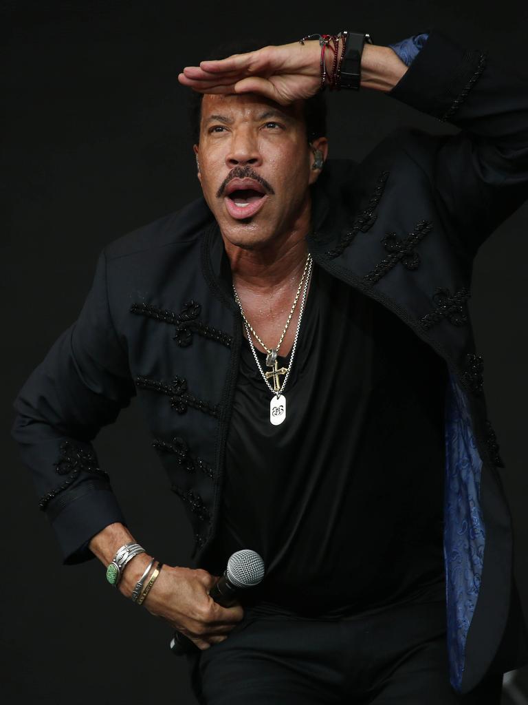 Lionel Richie performs on the Pyramid Stage at the 2015 Glastonbury Music Festival. Picture: AAP