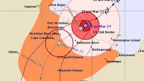 Tropical Cyclone Trevor track map Picture: BOM