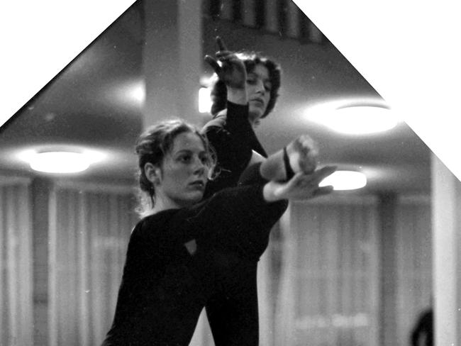 Philippa Cullen and Jacqui Carroll working together on a pedestal theremin antenna in a rehearsal for Homage to Theremin II at International House, Sydney University, 1972. Photo Lillian Kristall. Courtesy of the Estate of Philippa Cullen.