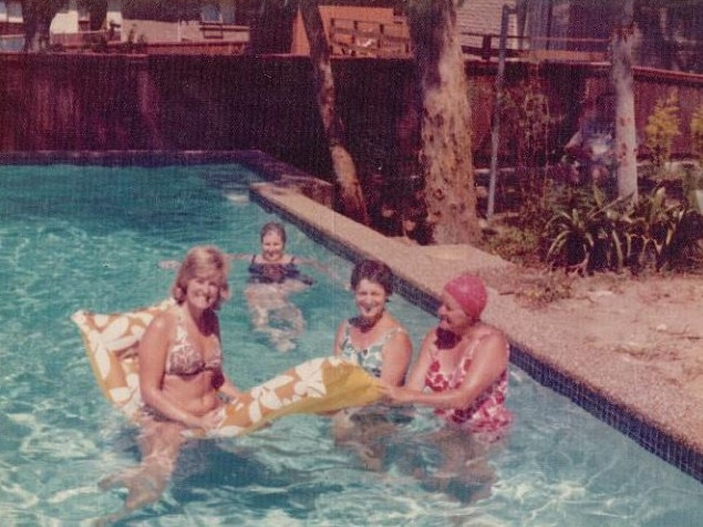 Lynette Dawson in a picture with friends from a Simms family photo album tendered to the NSW Supreme Court.