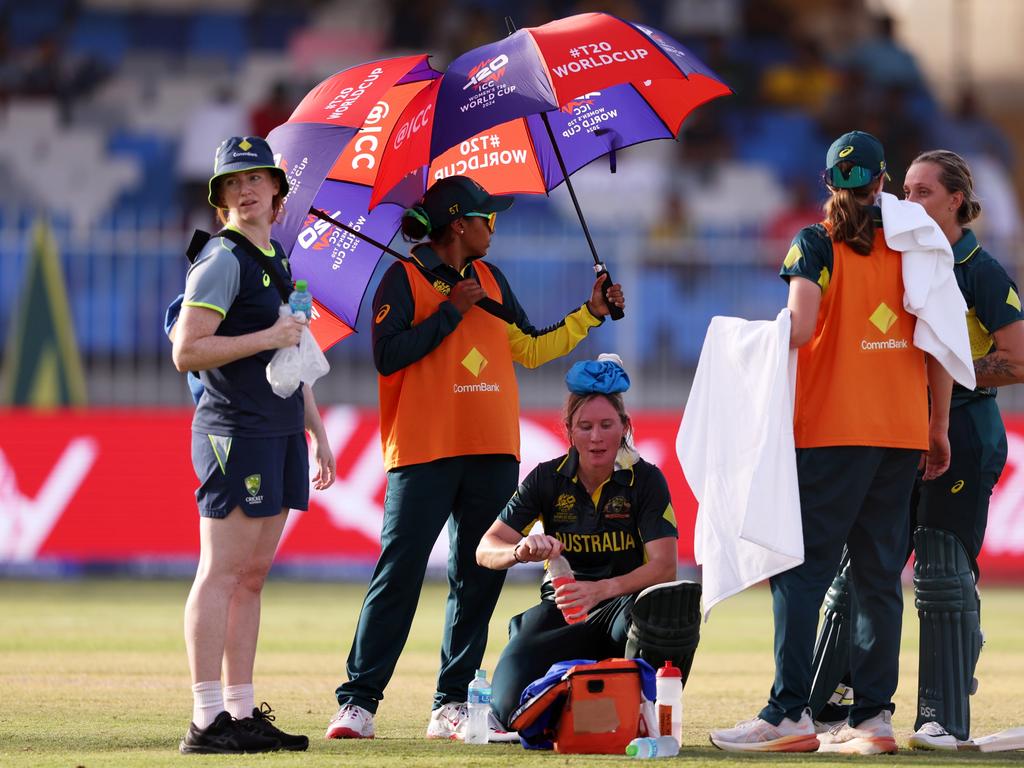 Beth Mooney cools down during a match against Sri Lanka earlier in the tournament. Picture: Getty